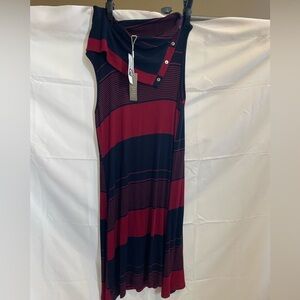 NWT Spense mock ribbed knig neck dress red navy blue PL petite